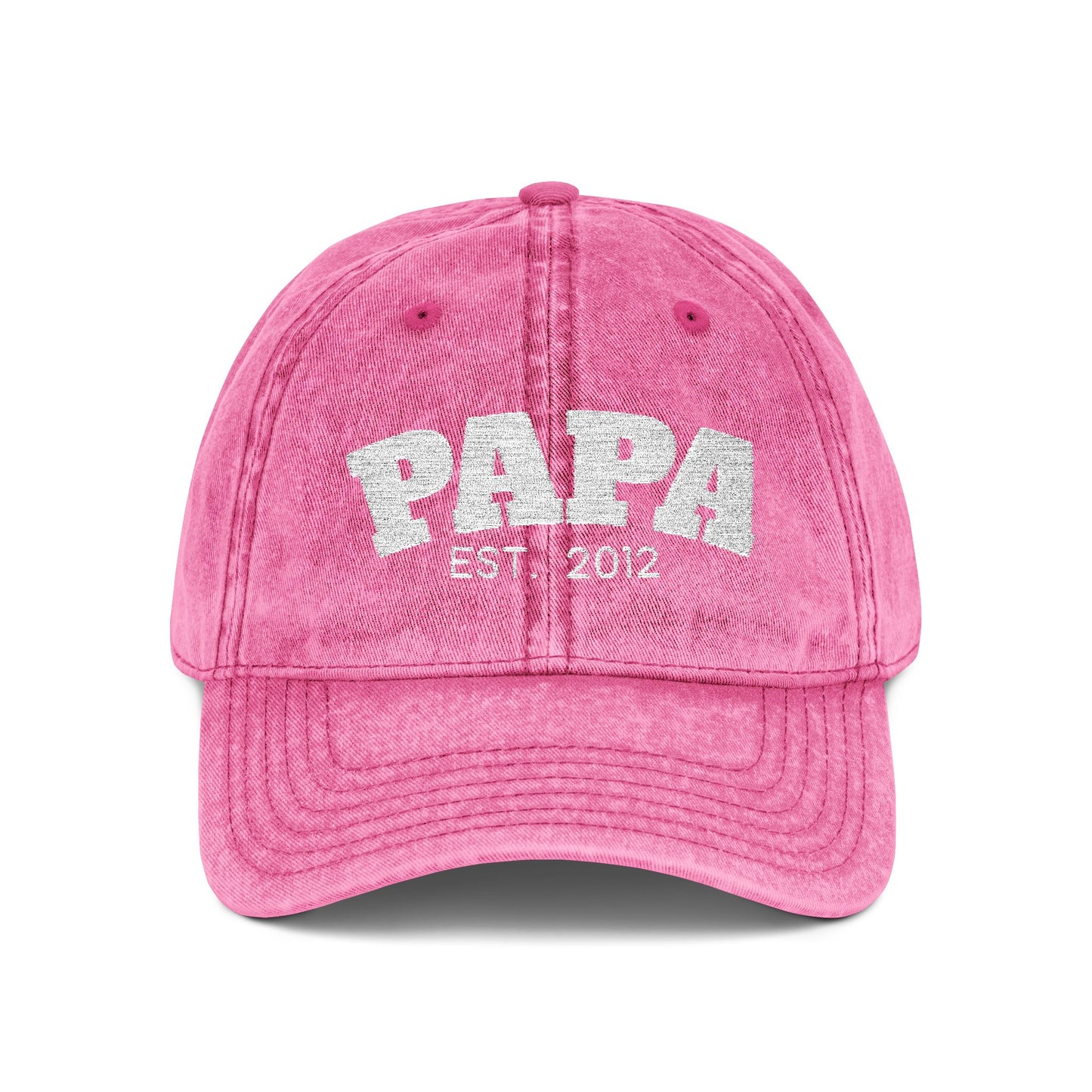 Papa Est. 2012 Vintage Embroidered Baseball Cap | Retro Distressed Dad Hat Gift