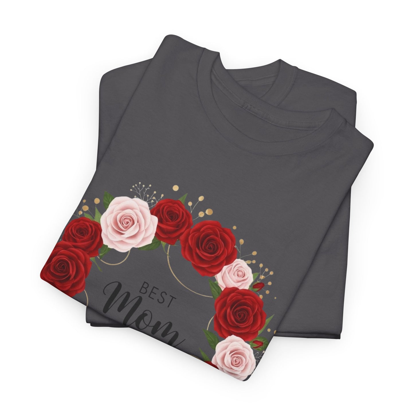 Mom Floral Wreath T-Shirt Best Mom Ever Mother's Day Gift Women Cotton Tee