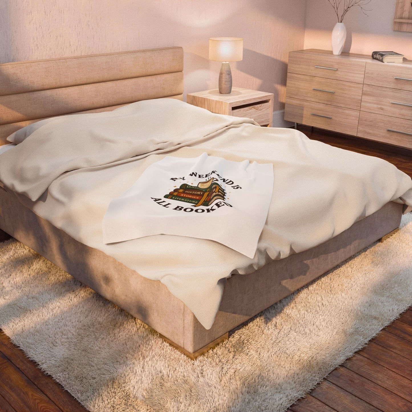 My Weekend Is All Booked Velveteen Plush Blanket | Book Lover, Cozy Reader