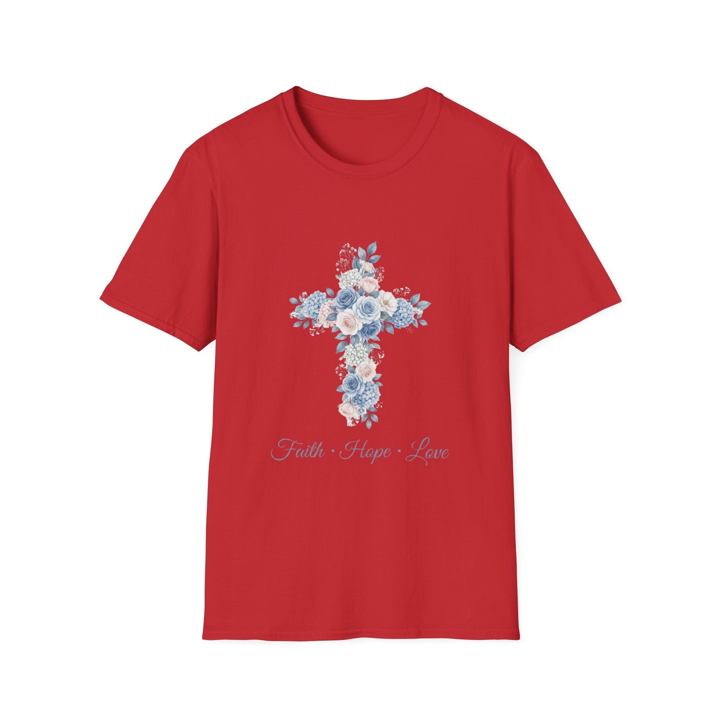 Floral Cross T-Shirt — "Faith • Hope • Love" Christian Graphic Tee