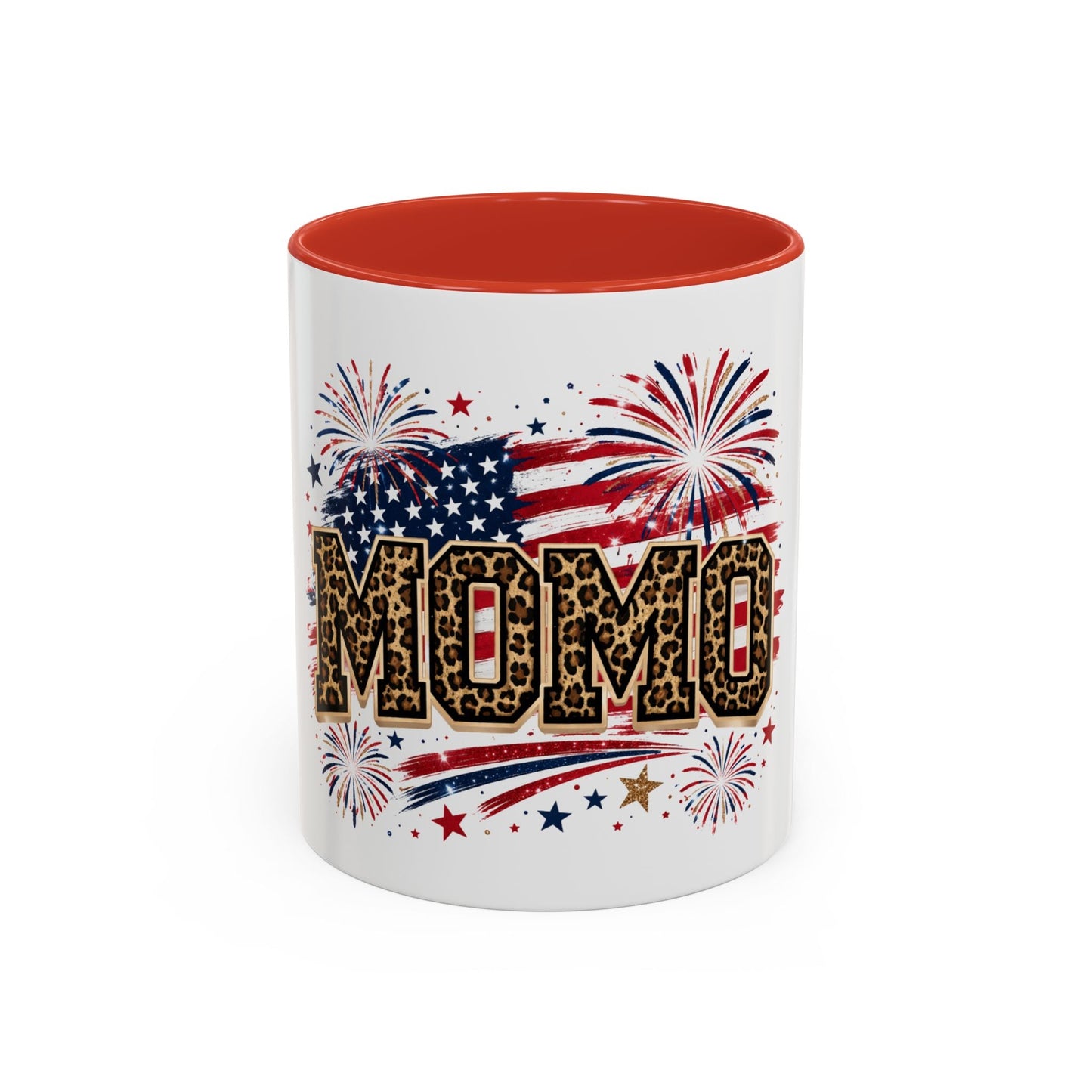 Leopard Print Patriotic Accent Coffee Mug — Fourth of July Gift for Mom (11/15oz)