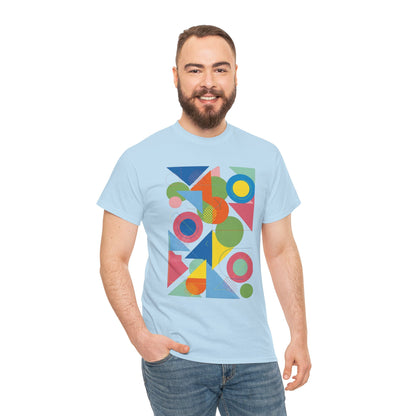 Geometric Color Block Tee — Abstract Shapes Graphic T-Shirt Retro Art