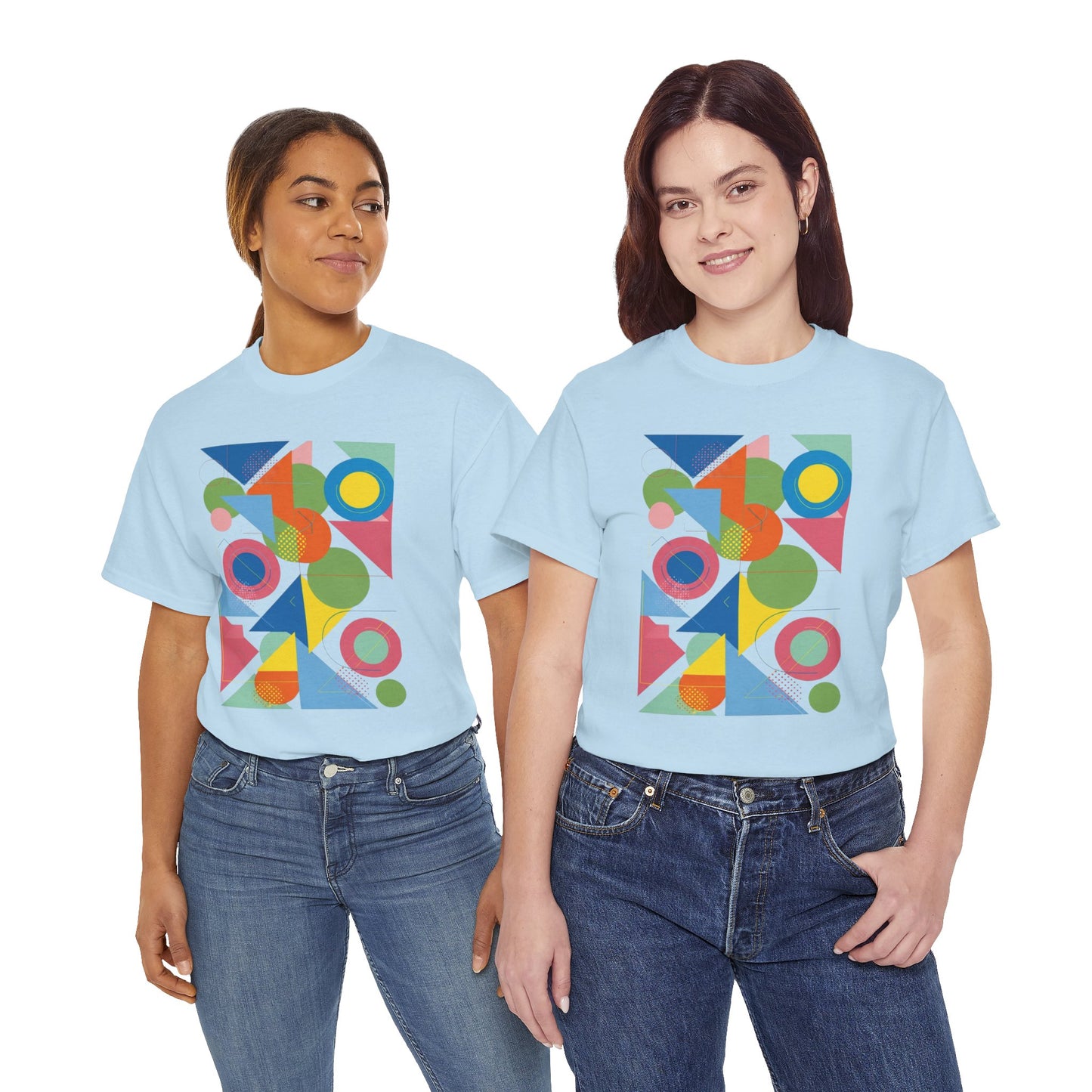 Geometric Color Block Tee — Abstract Shapes Graphic T-Shirt Retro Art