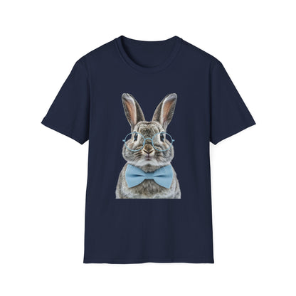 Bunny in Glasses T-Shirt — Cute Rabbit with Blue Bow Tee
