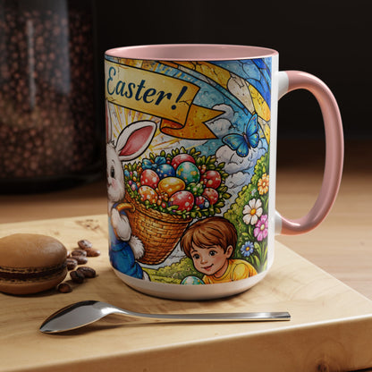 Easter Bunny Coffee Mug – "Happy Easter" Accent Ceramic Mug (15oz)