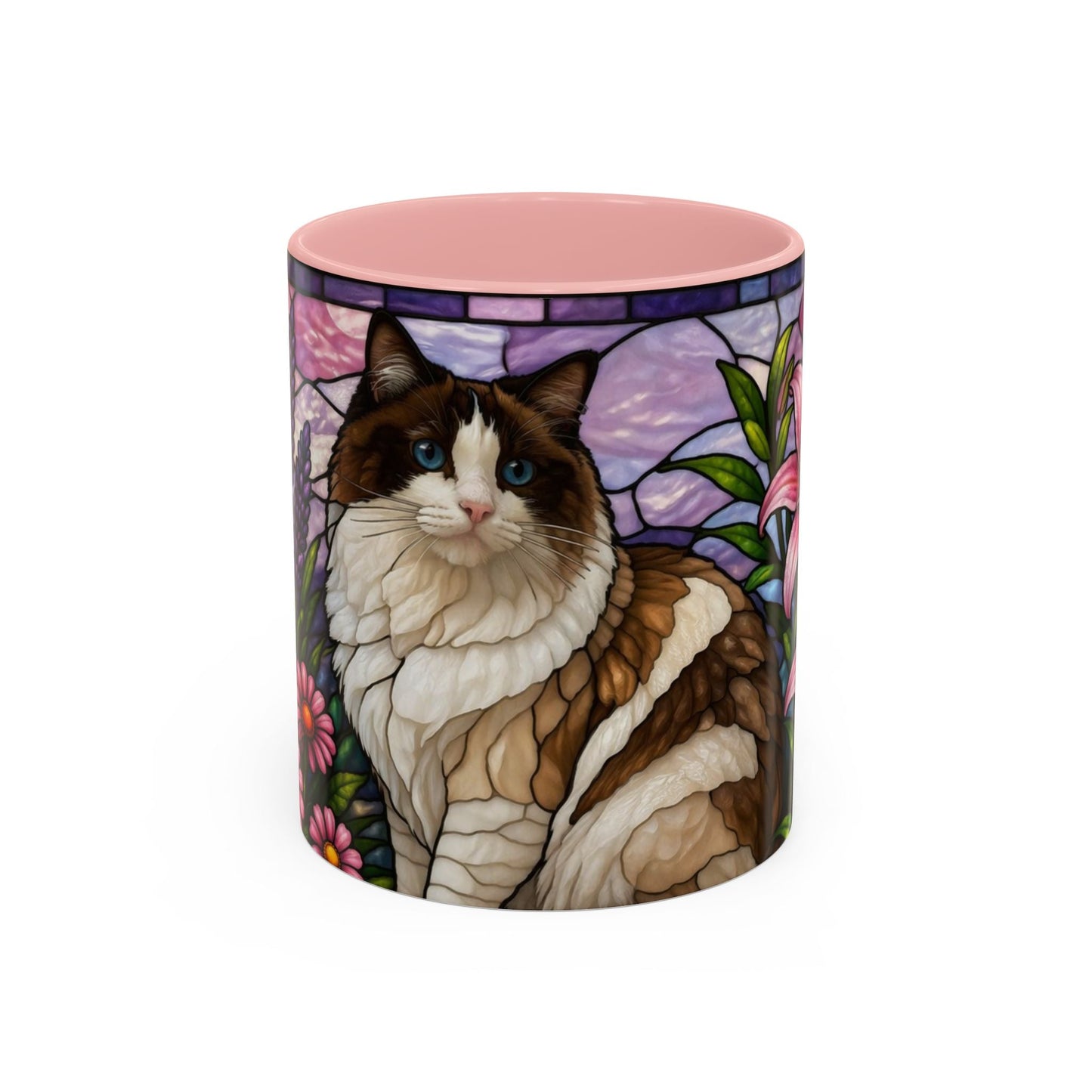 Ragdoll Cat Stained Glass Accent Coffee Mug (11/15oz)