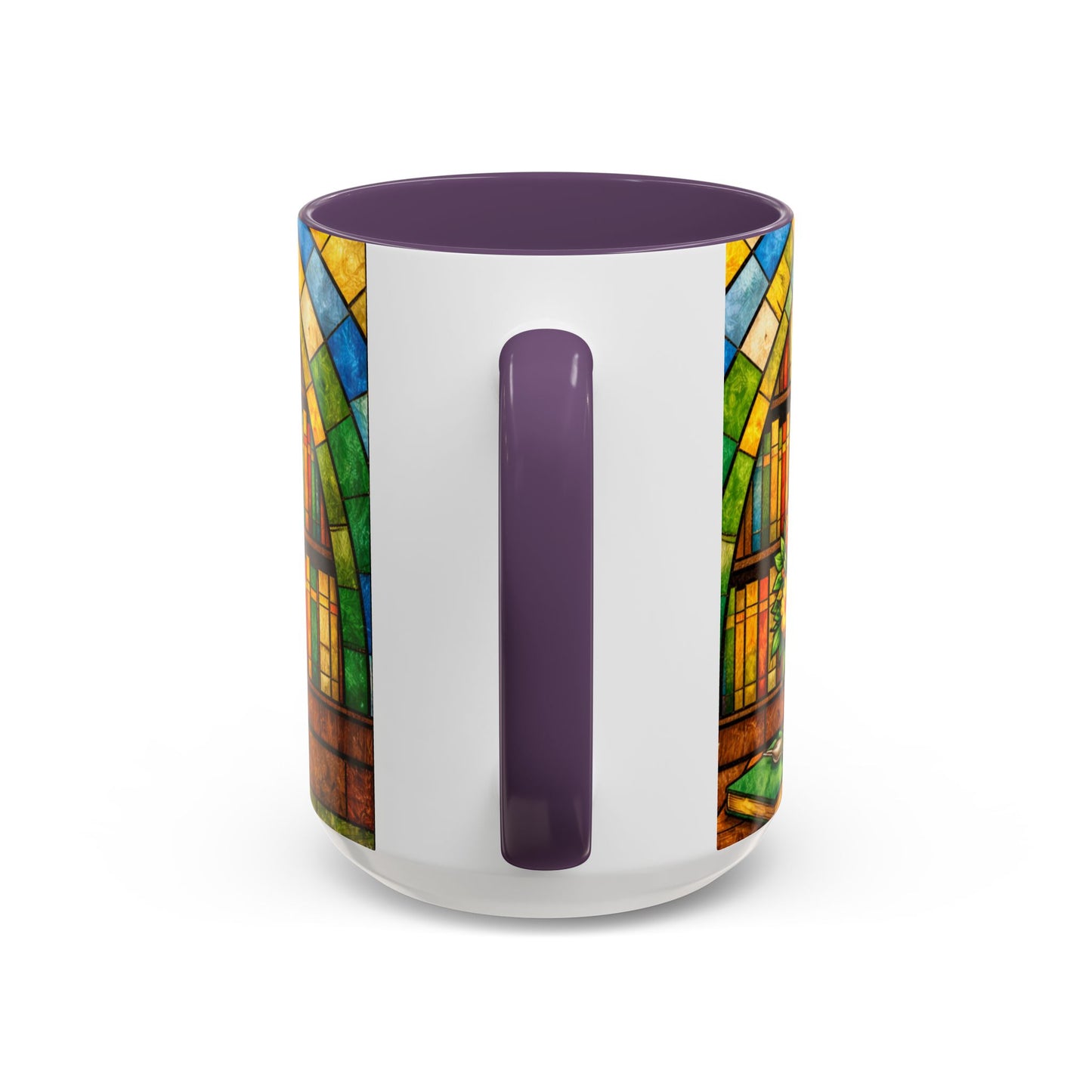 Booklover Coffee Mug – Stained Glass Library Accent Ceramic Mug