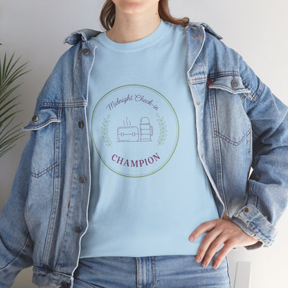 Champion of Midnight Snack T-Shirt — Funny Cozy Graphic Tee Relaxation Gift