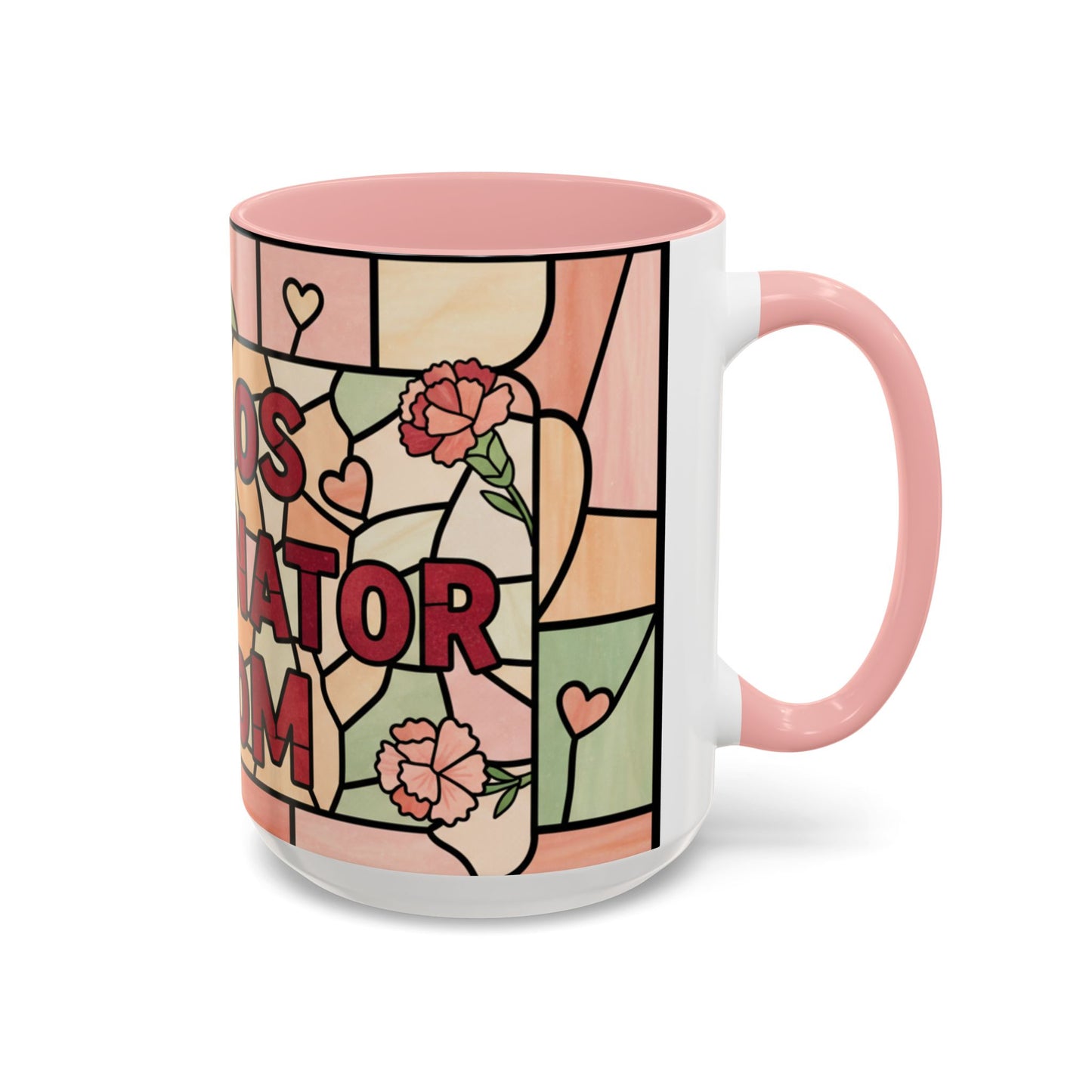 Mother's Day Gift Chaos Coordinator Mom Mug 15oz Pink Floral Stained Glass Funny