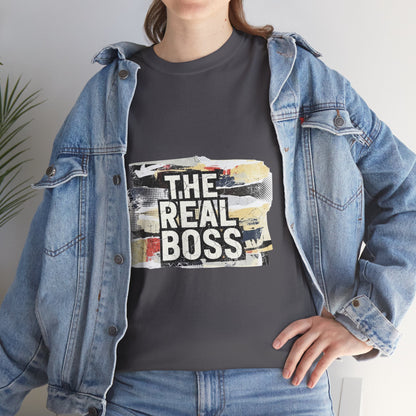 The Real Boss" Funny Graphic Tee — Bold Statement Shirt for Moms Dads