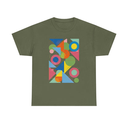 Geometric Color Block Tee — Abstract Shapes Graphic T-Shirt Retro Art