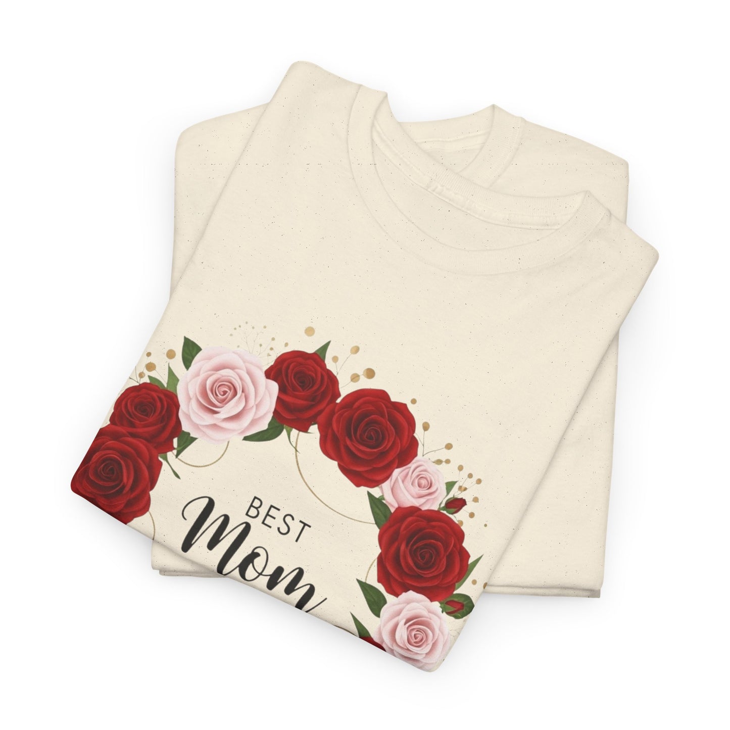 Mom Floral Wreath T-Shirt Best Mom Ever Mother's Day Gift Women Cotton Tee