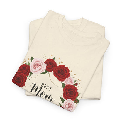 Mom Floral Wreath T-Shirt Best Mom Ever Mother's Day Gift Women Cotton Tee