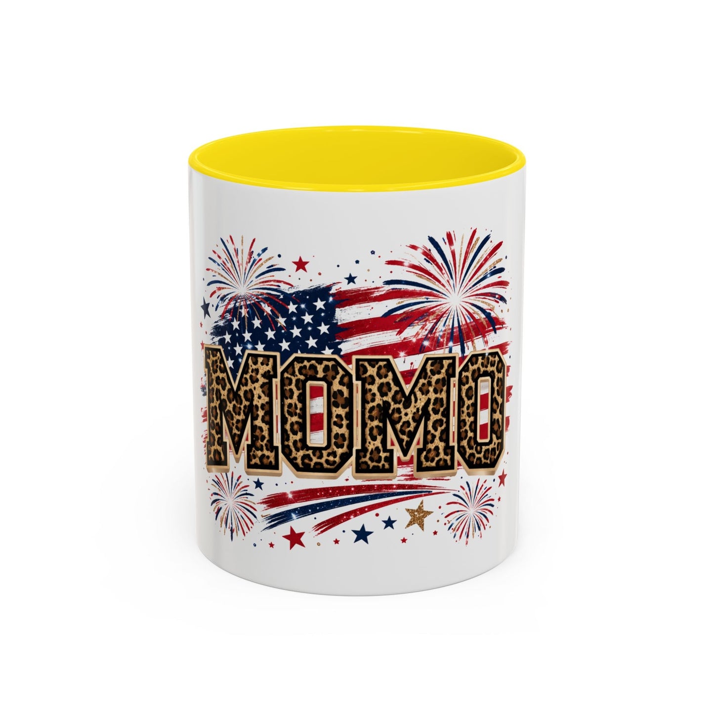 Leopard Print Patriotic Accent Coffee Mug — Fourth of July Gift for Mom (11/15oz)