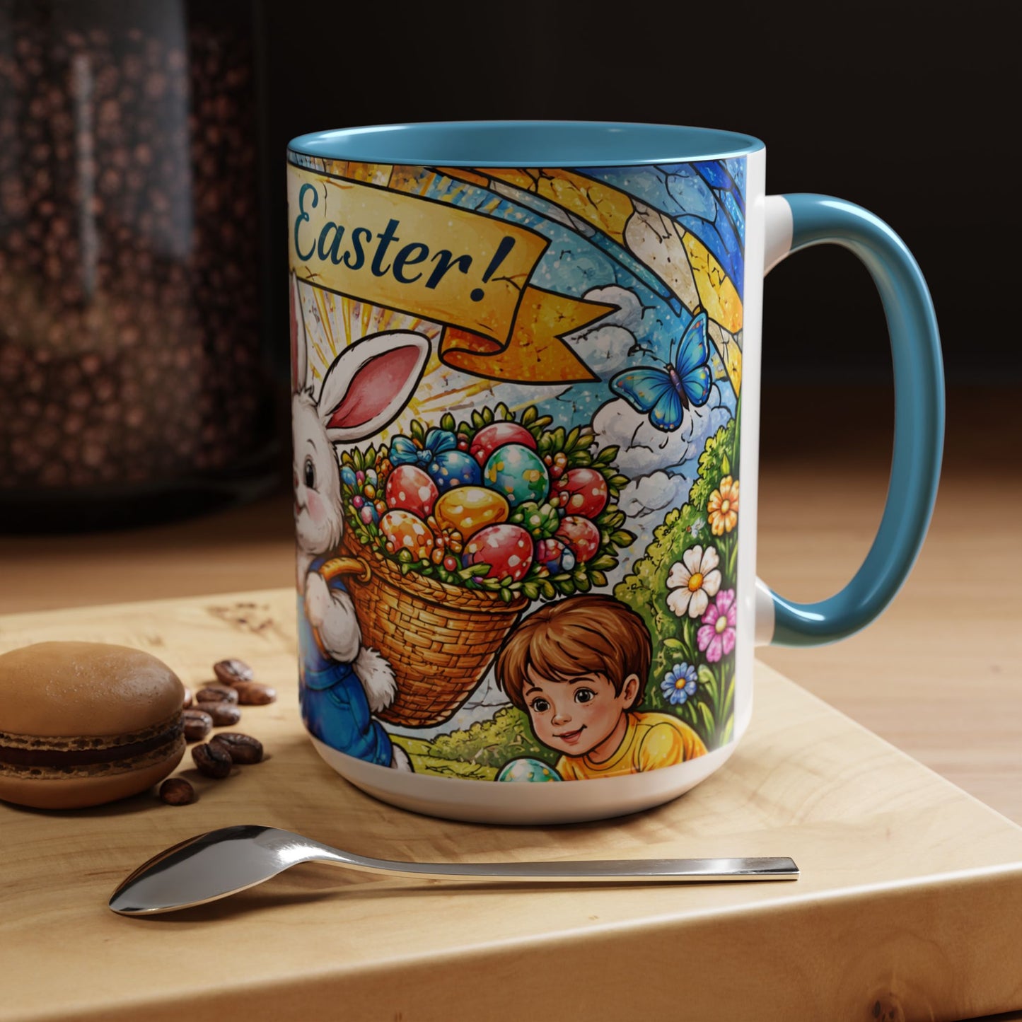 Easter Bunny Coffee Mug – "Happy Easter" Accent Ceramic Mug (15oz)