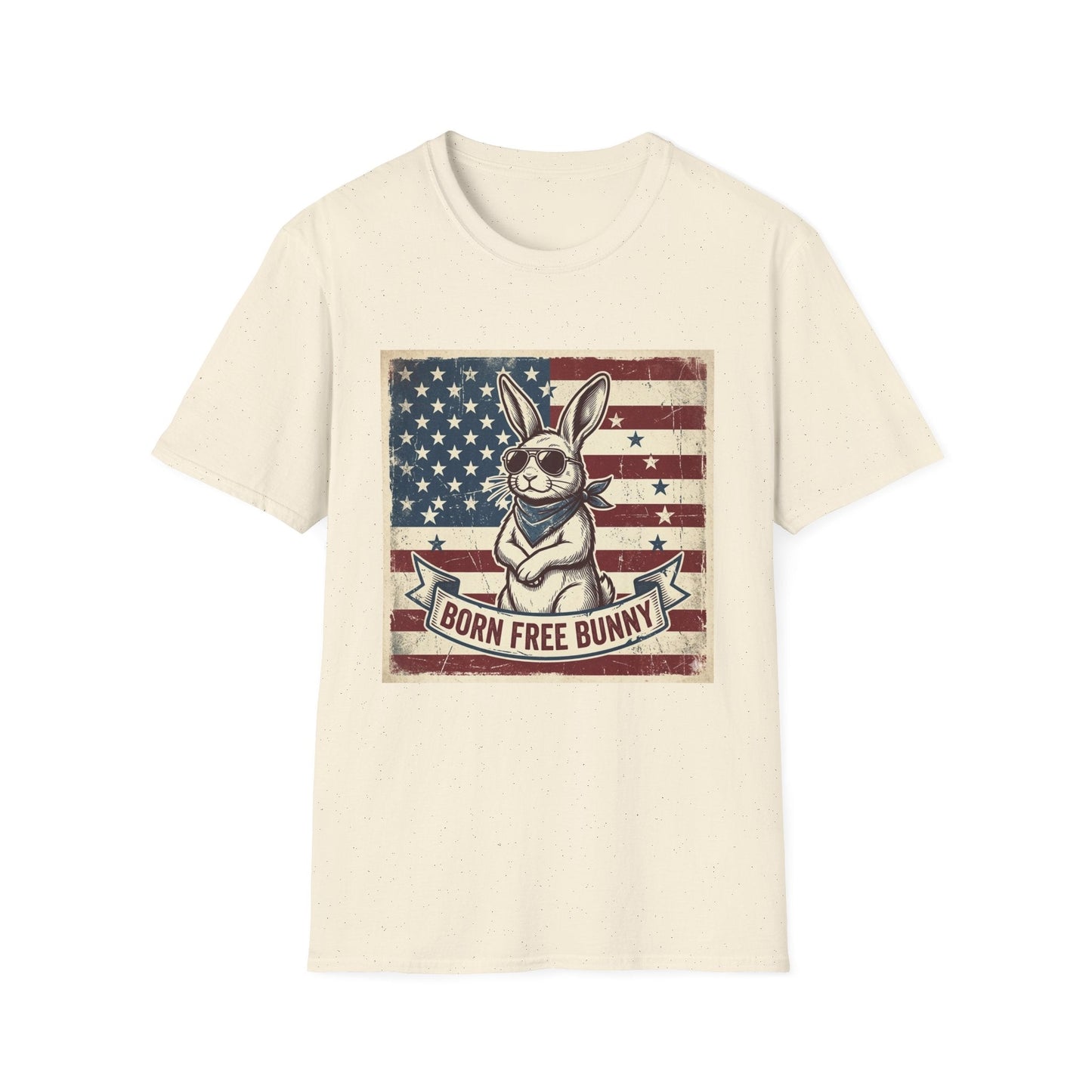 Born Free Bunny T-Shirt — Vintage American Flag Patriotic Easter Tee