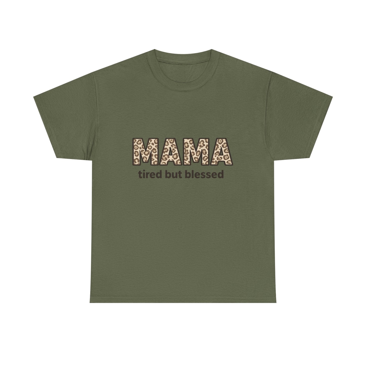 Tired But Blessed Mama Leopard Tee – Mother's Day Gift