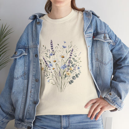 Wildflower Bouquet Tee Women | Lavender Daisy Botanical Floral Shirt
