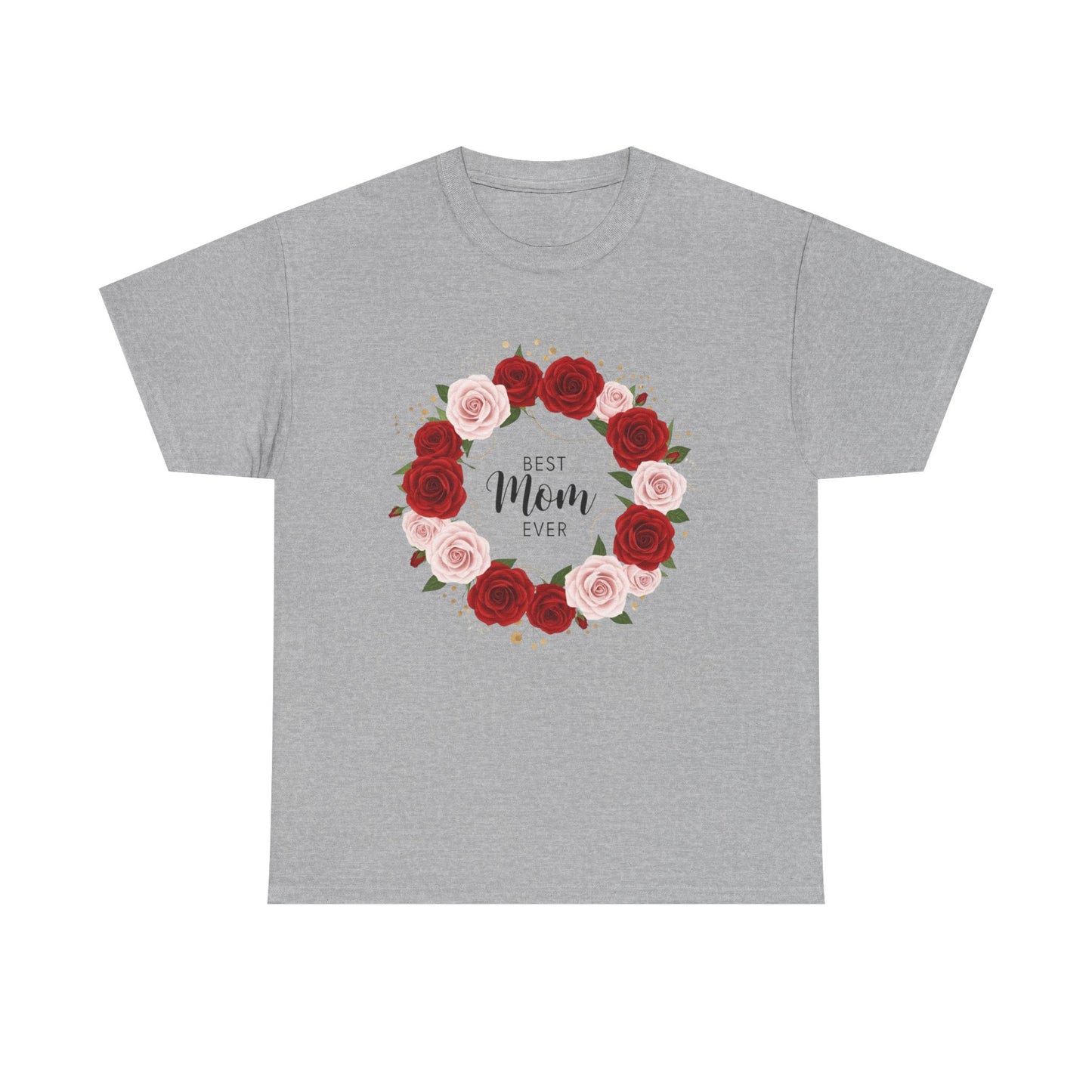Mom Floral Wreath T-Shirt Best Mom Ever Mother's Day Gift Women Cotton Tee
