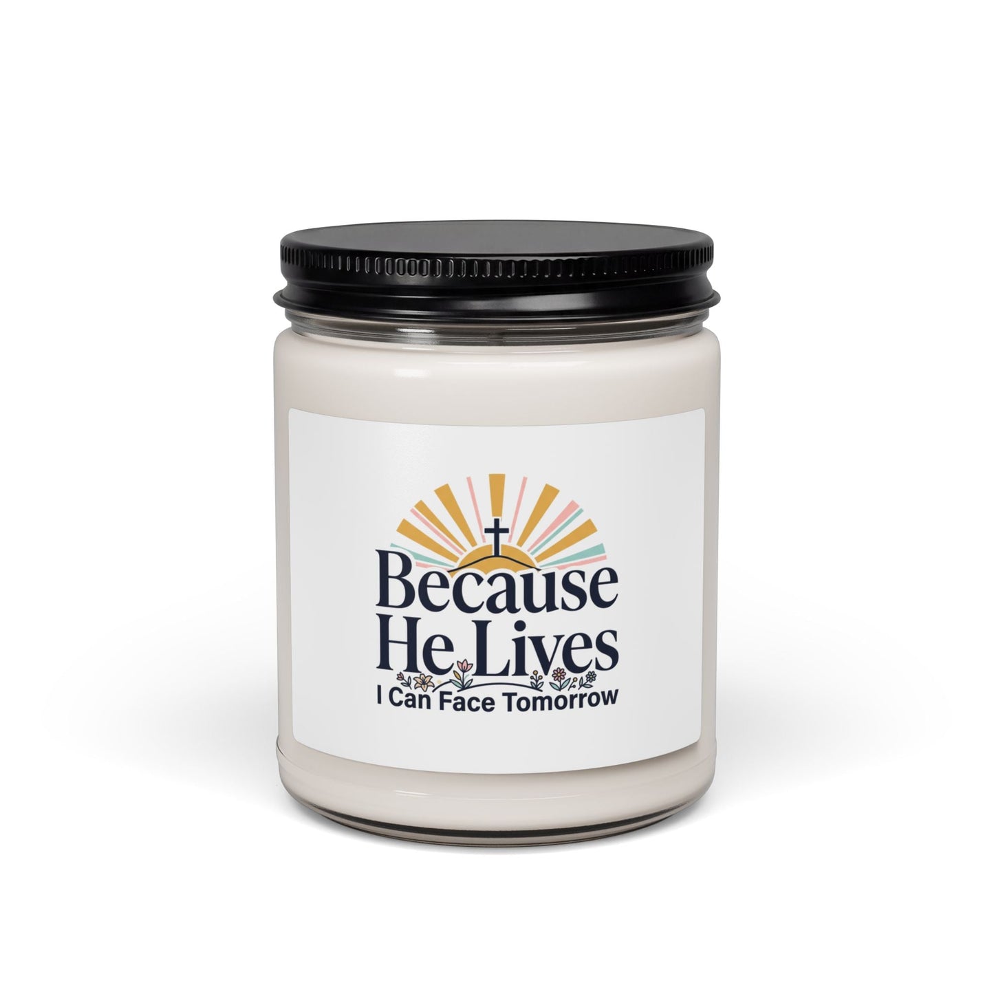 Because He Lives Soy Candle, Christian Easter | Resurrection, Scripture