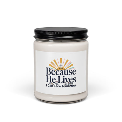 Because He Lives Soy Candle, Christian Easter | Resurrection, Scripture