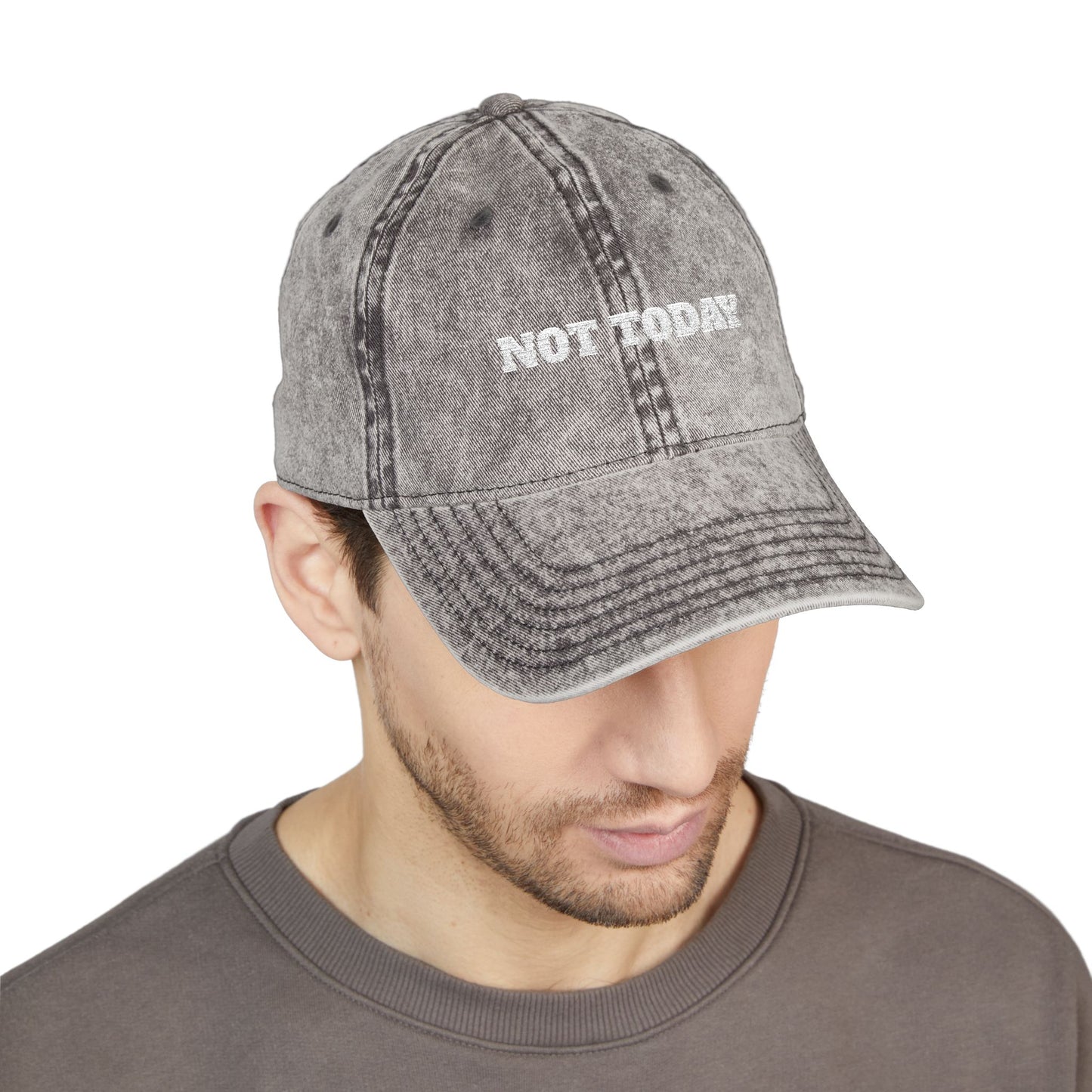 Not Today Embroidered Vintage Cap — Distressed Red Dad Hat Funny Slogan