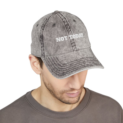 Not Today Embroidered Vintage Cap — Distressed Red Dad Hat Funny Slogan