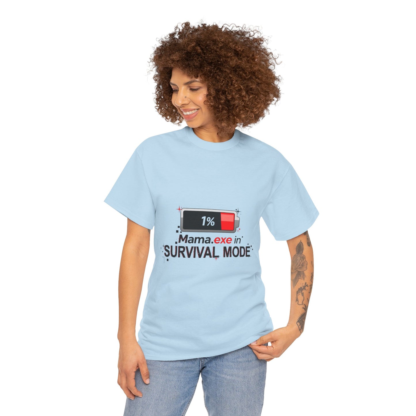 Mama.exe in Survival Mode T-Shirt — Low Battery Funny Mom Tee