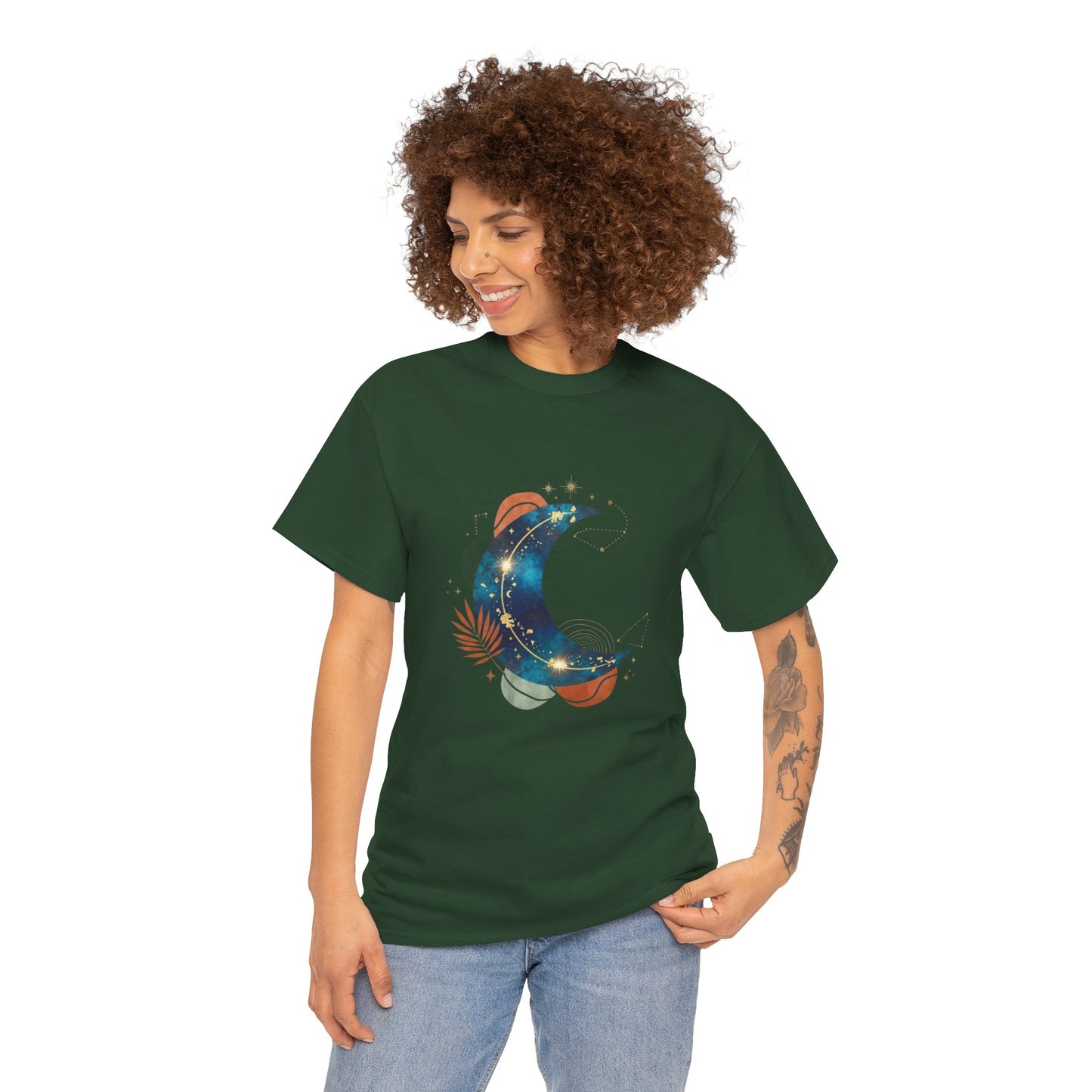 Celestial Moon Graphic Tee — Starry Crescent Night Shirt Boho Gift for Her
