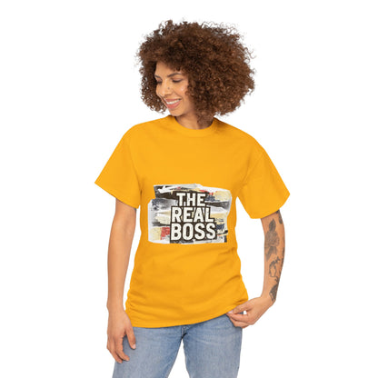 The Real Boss" Funny Graphic Tee — Bold Statement Shirt for Moms Dads