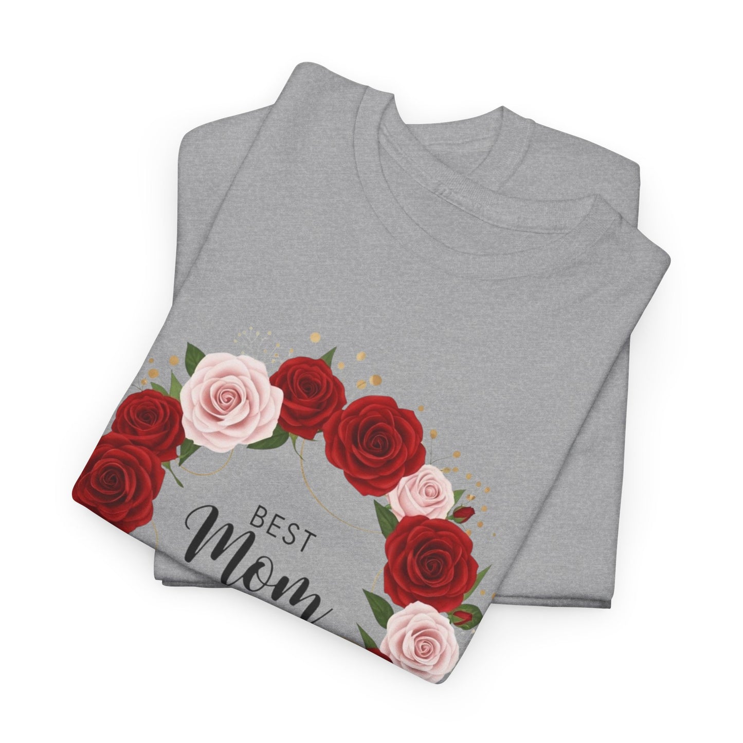 Mom Floral Wreath T-Shirt Best Mom Ever Mother's Day Gift Women Cotton Tee