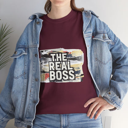 The Real Boss" Funny Graphic Tee — Bold Statement Shirt for Moms Dads
