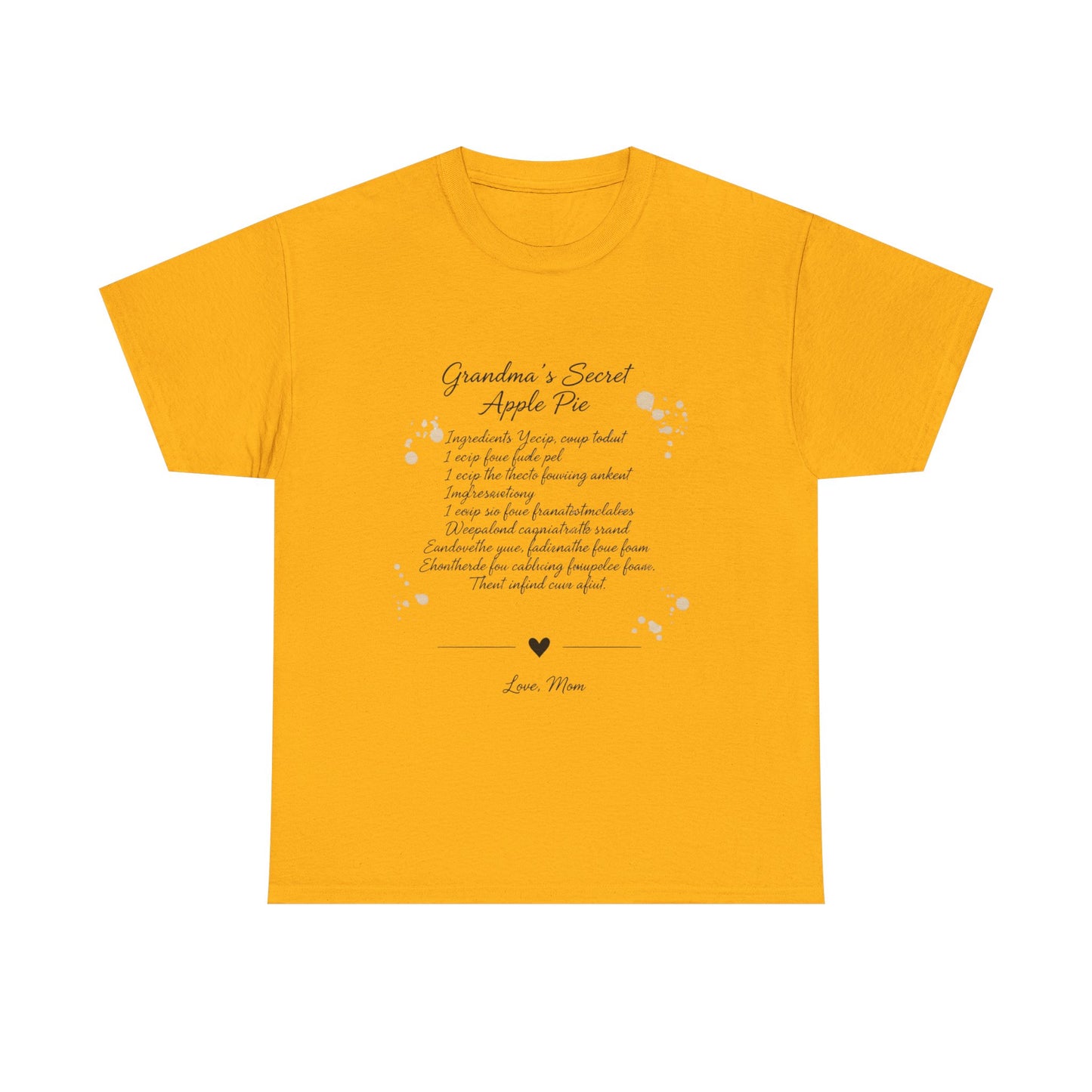 Recipe Tee — "Grandma's Secret Apple Pie" Personalized Kitchen Shirt