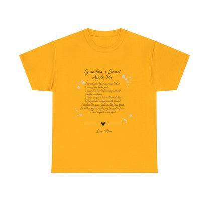 Recipe Tee — "Grandma's Secret Apple Pie" Personalized Kitchen Shirt