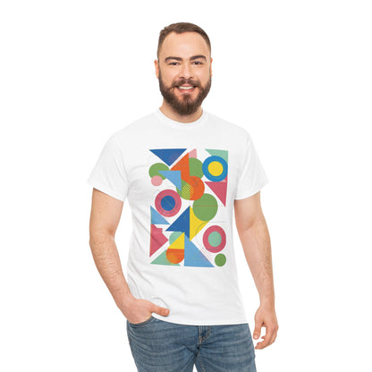 Geometric Color Block Tee — Abstract Shapes Graphic T-Shirt Retro Art