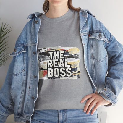 The Real Boss" Funny Graphic Tee — Bold Statement Shirt for Moms Dads