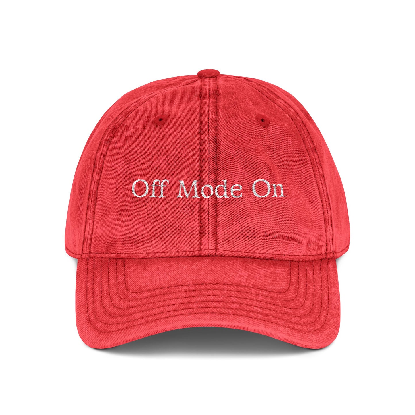 Vintage Embroidered Cap - "Off Mode On" Distressed Dad Hat