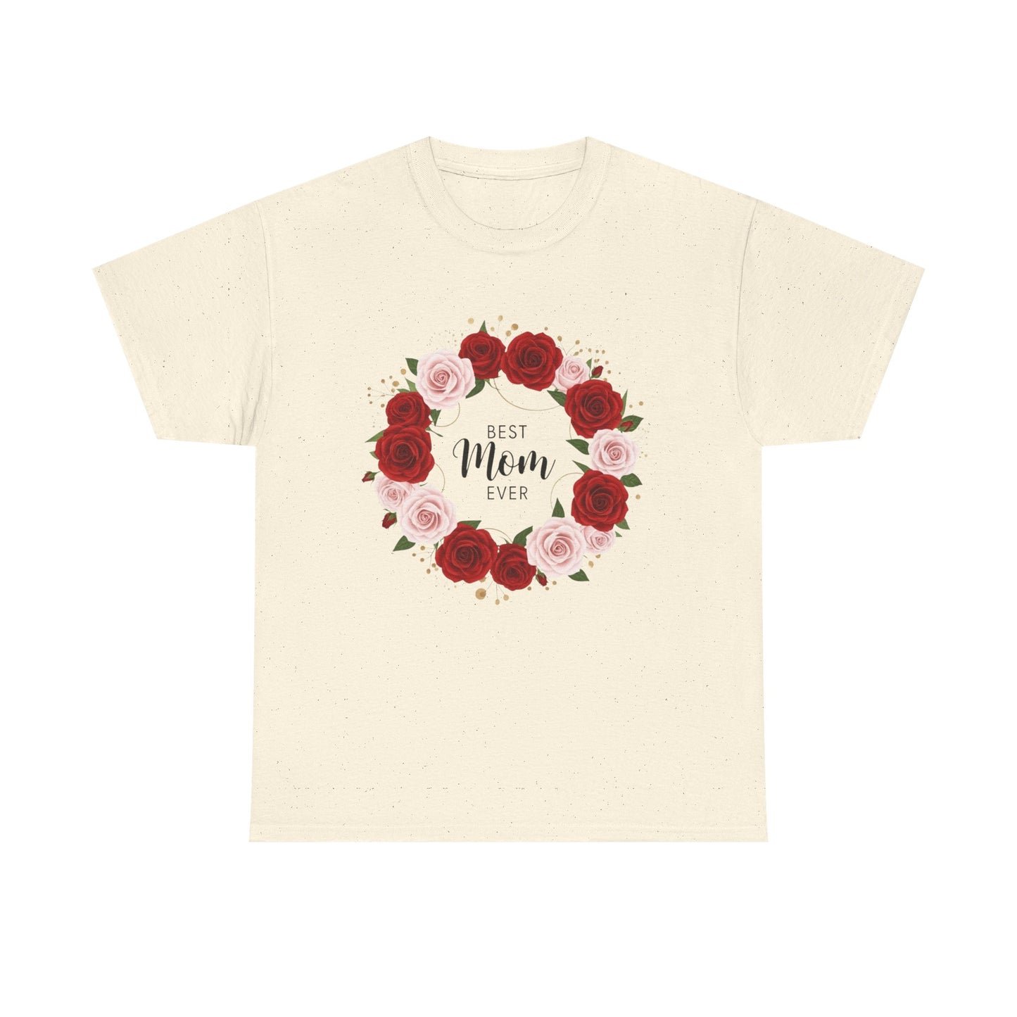 Mom Floral Wreath T-Shirt Best Mom Ever Mother's Day Gift Women Cotton Tee