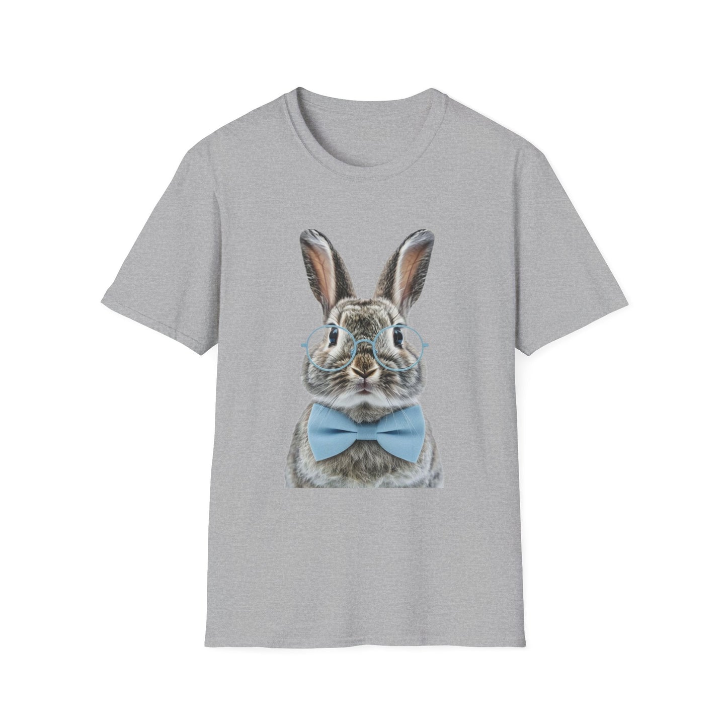 Bunny in Glasses T-Shirt — Cute Rabbit with Blue Bow Tee
