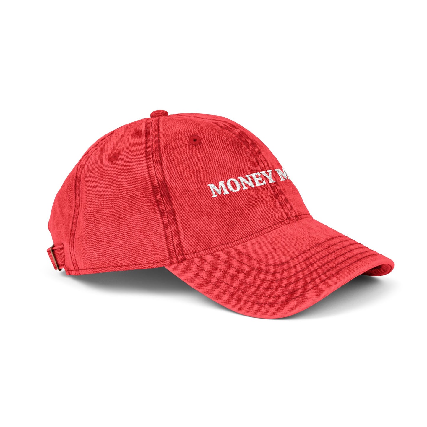 Money Mode Vintage Embroidered Cap — Washed Red Dad Hat