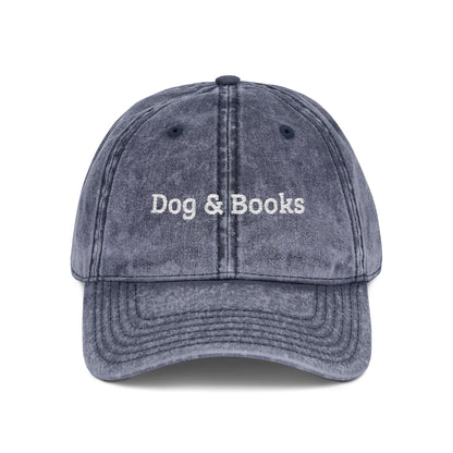 Dog & Books Vintage Embroidered Cap