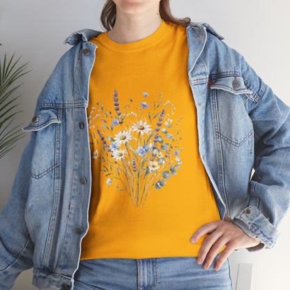 Wildflower Bouquet Tee Women | Lavender Daisy Botanical Floral Shirt