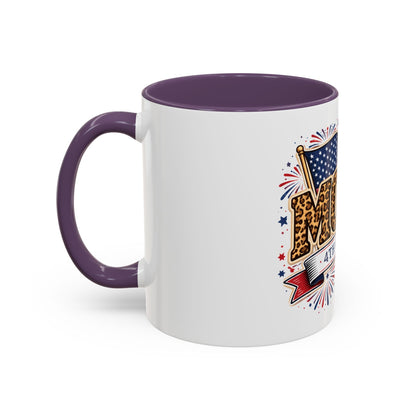 Mom 4th of July Leopard Accent Coffee Mug — Patriotic Gift (11/15oz)