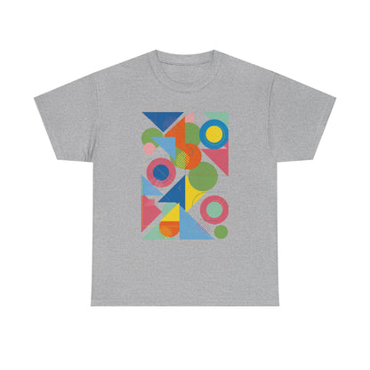 Geometric Color Block Tee — Abstract Shapes Graphic T-Shirt Retro Art