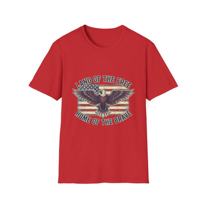 Patriotic Eagle T-Shirt – "Land of the Free, Home of the Brave" Vintage USA Tee