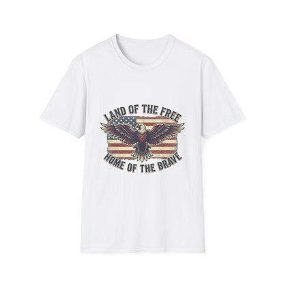 Patriotic Eagle T-Shirt – "Land of the Free, Home of the Brave" Vintage USA Tee