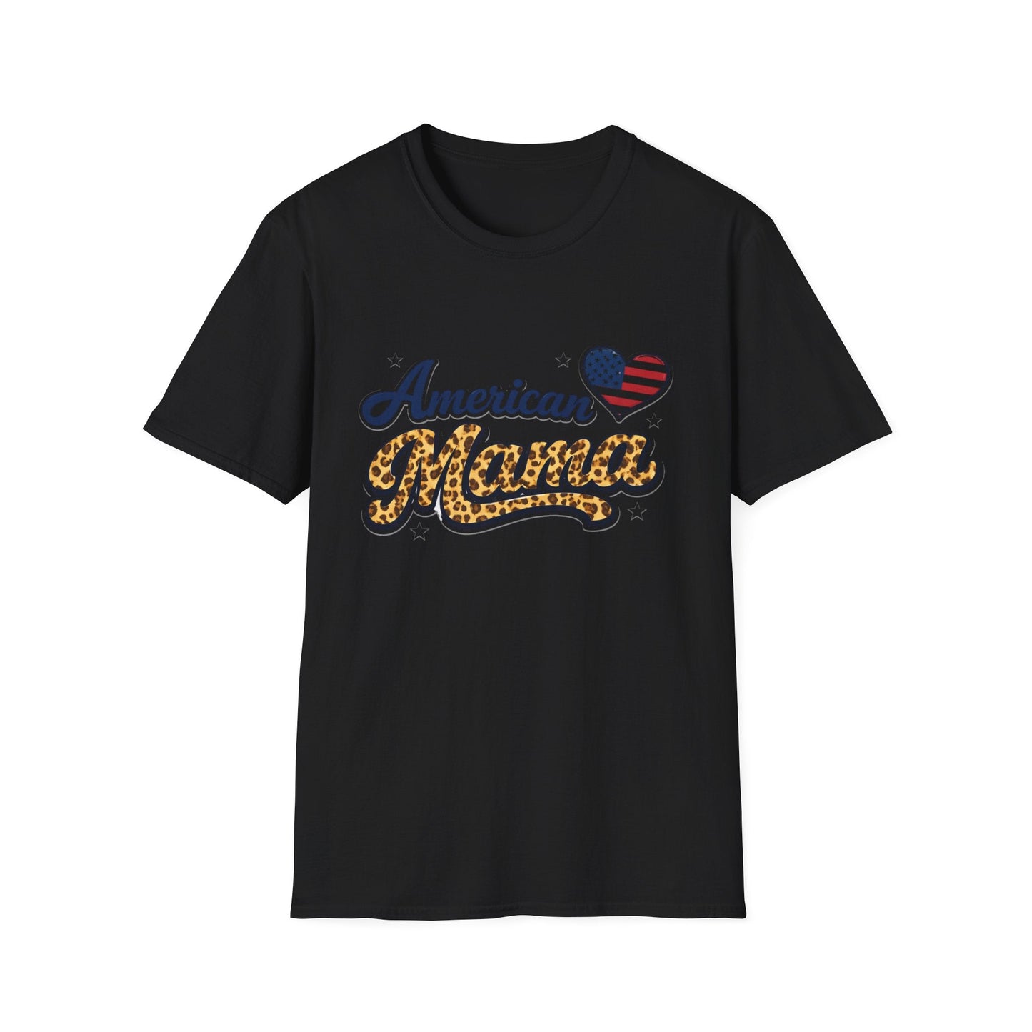 American Mama T-Shirt — Patriotic Leopard Heart Graphic Tee | Mother's Day Gift