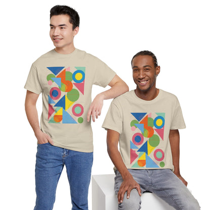 Geometric Color Block Tee — Abstract Shapes Graphic T-Shirt Retro Art