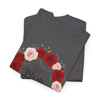 Mom Floral Wreath T-Shirt Best Mom Ever Mother's Day Gift Women Cotton Tee