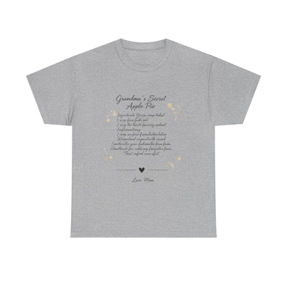 Recipe Tee — "Grandma's Secret Apple Pie" Personalized Kitchen Shirt